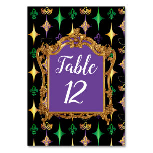 Numeração De Mesa Harlequins Miçanga Mask Fleur de Lis Mardi Gras