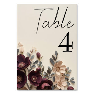 Numeração De Mesa Hellebores de Ameixa Escura & Floral Mal-humorada 