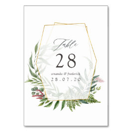 Numeração De Mesa Herbário em Aquarela Casamento Geométrico