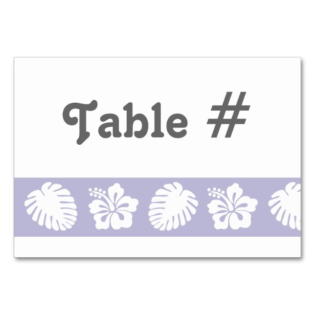 Numeração De Mesa Hibisco tropical na placa de Mesa de Lavanda (Frente)