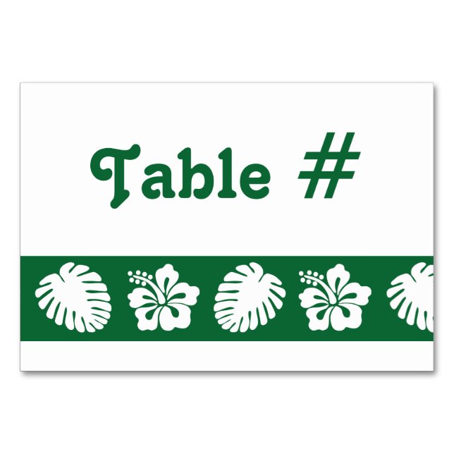 Numeração De Mesa Hibiscus tropical em placa de Mesa verde (Frente)