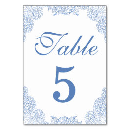 Numeração De Mesa Hidrangea moderna Dusty Blue Floral Detalhes