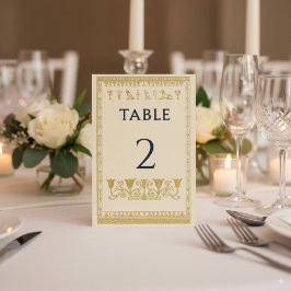 Numeração De Mesa Hieroglifos Egípcios e Borda Floral - Editável