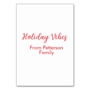 Numeração De Mesa Holiday Vibes vermelho Natal adicionar nome de fam