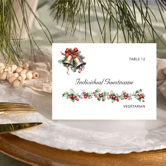 Numeração De Mesa Holly Bells Casamento no inverno Nome Convidado Ca (Guest Name Place Card from the Holly Bells Wedding Collection by Darling and May)