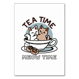 Numeração De Mesa Hora do Tea Meow - Design de Gato e Chá