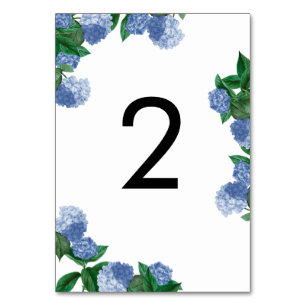 Numeração De Mesa Hortênsia Azul Flora Verde Moderno Casamento