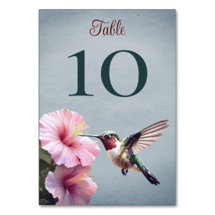 Numeração De Mesa Hummingbird e Hibiscus   Casamento Azul