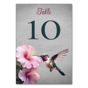 Numeração De Mesa Hummingbird e Hibiscus Casamento de Cinzas