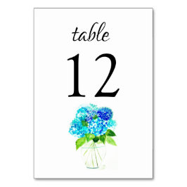 Numeração De Mesa Hydrangea Blue Watercolor Casamento Floral