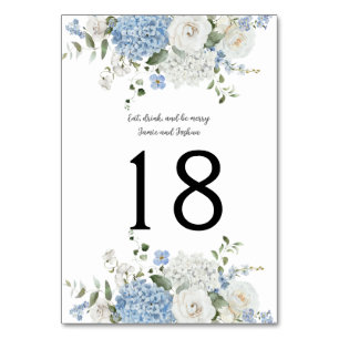 Numeração De Mesa Hydrangeas brancas azuis, Número da Tabela de Casa