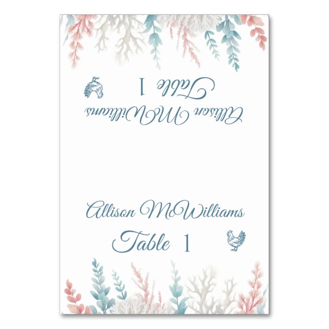 Numeração De Mesa Icon-Casamento de Pastel Coral-Poultry - (Frente)