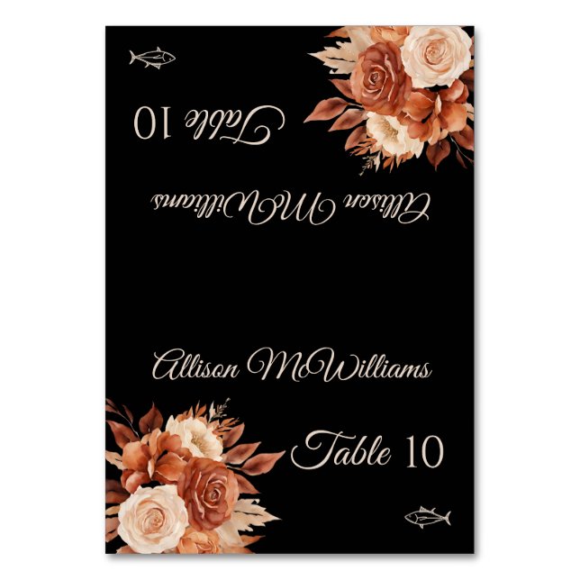 Numeração De Mesa Ícone de Elegância de Outono de Aquarela- (Frente)