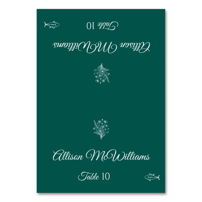 Numeração De Mesa Ícone De Peixe De Elegância De Flor Selvagem De Ca (Frente)