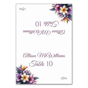 Numeração De Mesa Ícone De Peixe Floral Tropical De Casamento -