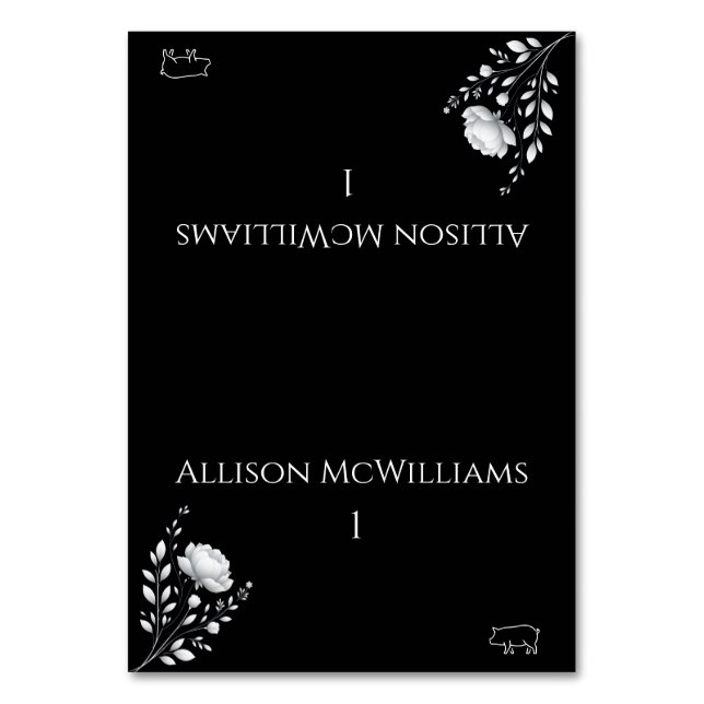 Numeração De Mesa Ícone de Pork preto e branco Elegante moderno (Frente)