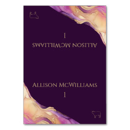 Numeração De Mesa Ícone Roxo Moderno e Carne Dourada de Casamento