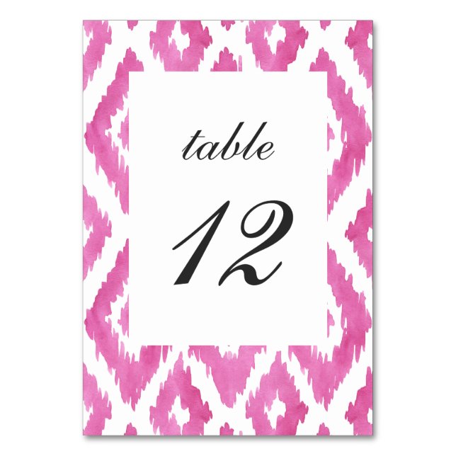 Numeração De Mesa Ikat Rosa Quente (Frente)