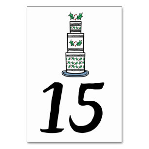 Numeração De Mesa Ilustração de Bolo de Casamento de Natal