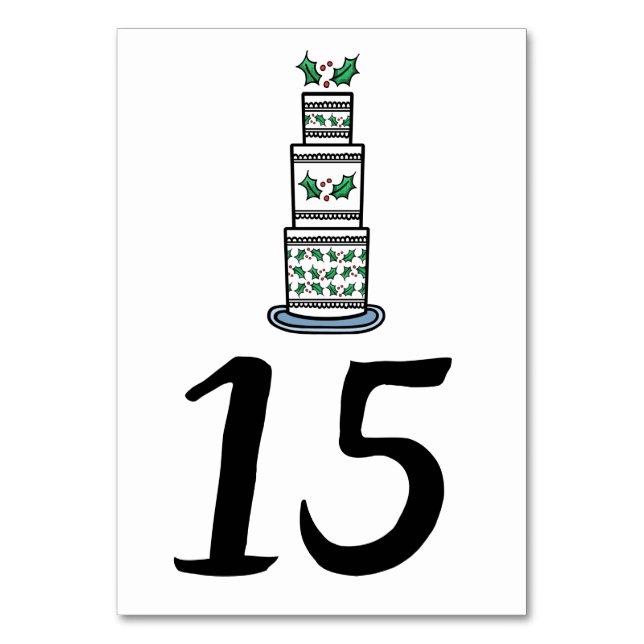 Numeração De Mesa Ilustração de Bolo de Casamento de Natal (Frente)