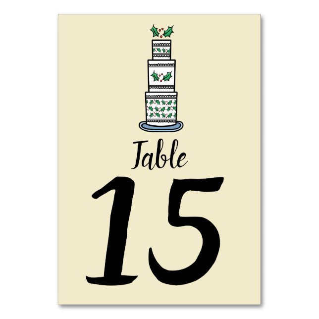 Numeração De Mesa Ilustração de Bolo de Casamento de Natal (Frente)
