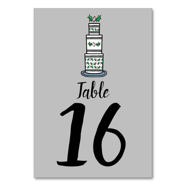 Numeração De Mesa Ilustração de Bolo de Casamento de Natal (Frente)