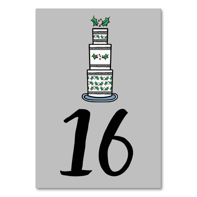 Numeração De Mesa Ilustração de Bolo de Casamento de Natal (Frente)