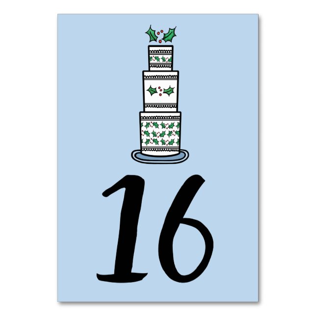 Numeração De Mesa Ilustração de Bolo de Casamento de Natal (Frente)