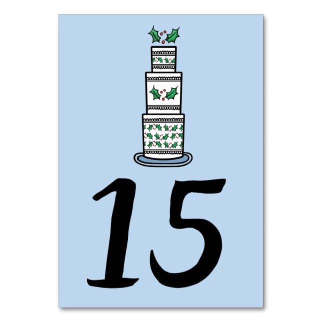 Numeração De Mesa Ilustração de Bolo de Casamento de Natal (Frente)