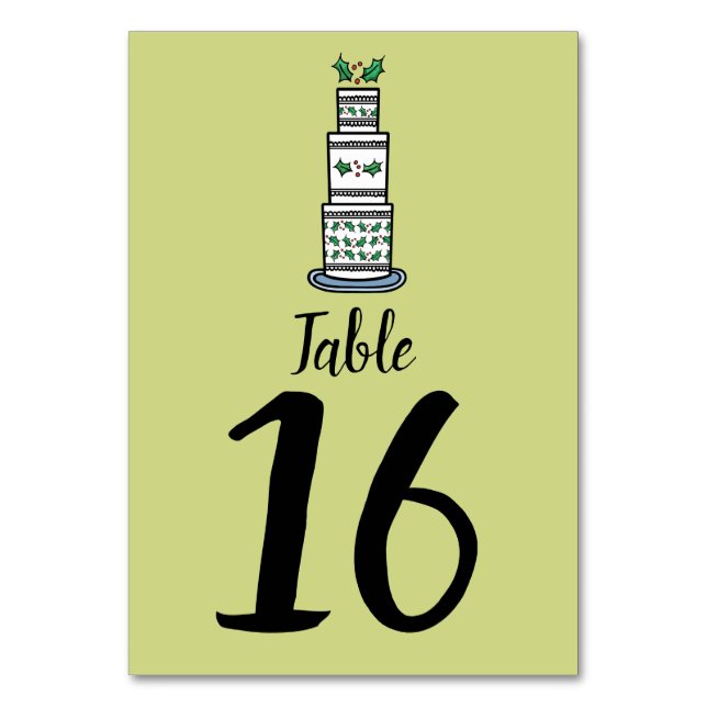 Numeração De Mesa Ilustração de Bolo de Casamento de Natal (Frente)