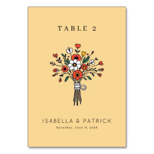 Numeração De Mesa Ilustração de Buquê Floral Bege Alegre