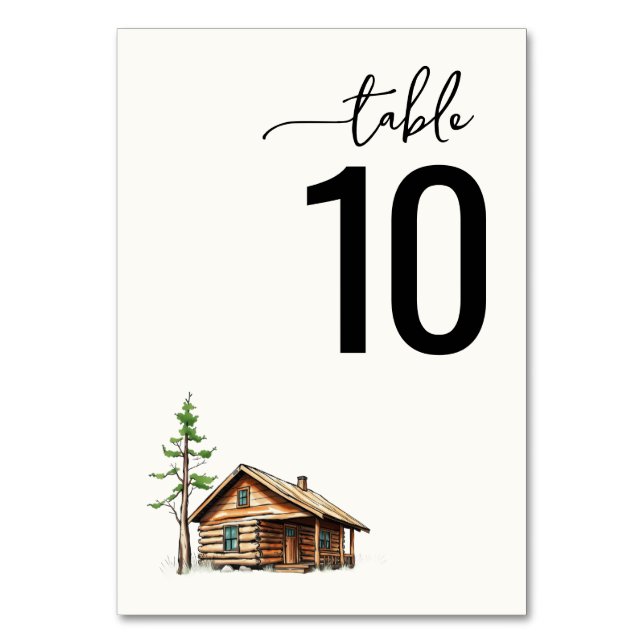 Numeração De Mesa Ilustração de Cabana Rústica Aconchegante (Frente)