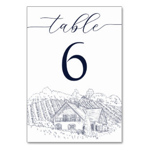 Numeração De Mesa Ilustração Elegante de Vinhedo Casamento de Destin