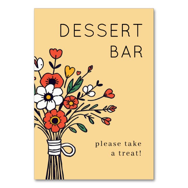 Numeração De Mesa Ilustração Floral Bege Alegre (Frente)