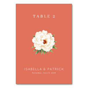 Numeração De Mesa Ilustração Floral de Coral Serena
