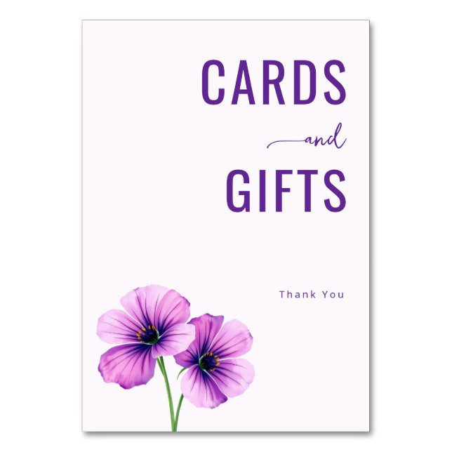 Numeração De Mesa Ilustração Floral Roxo Grata (Frente)