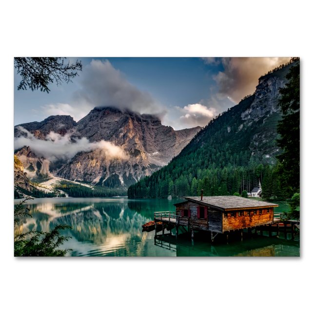 Numeração De Mesa Imagem de Paisagem do Lago de Montanhas Italianas (Frente)