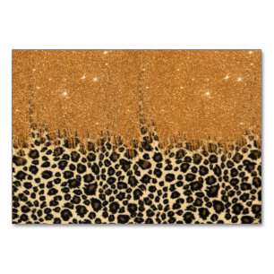 Numeração De Mesa Impressão Leopardo com Traço Dourado de Pincel Gli