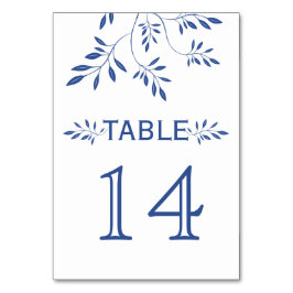 Numeração De Mesa Indigo azul folha número da mesa de casamento