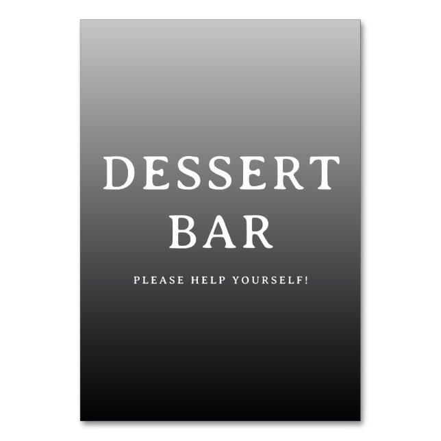 Numeração De Mesa Inviting Grayscale Minimalist Dessert Bar Sign (Frente)