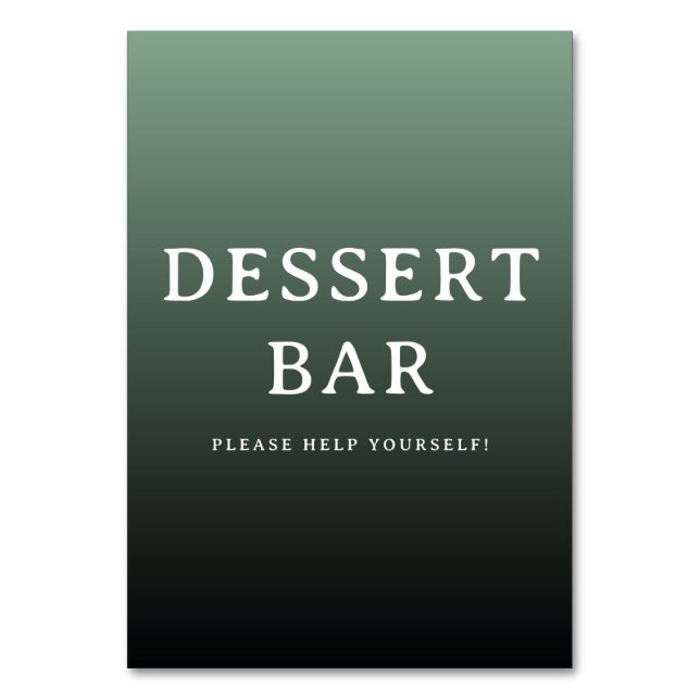Numeração De Mesa Inviting Green Gradient Dessert Bar Sign (Frente)