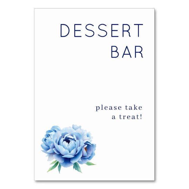 Numeração De Mesa Inviting Navy Floral Dessert Sign (Frente)