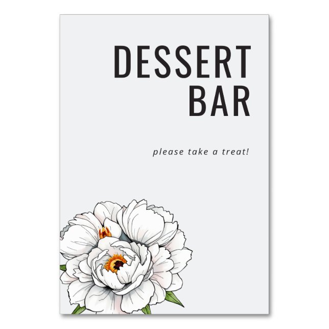 Numeração De Mesa Inviting White Floral Dessert Bar Sign (Frente)