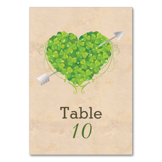 Numeração De Mesa Irish Wedding Shamrock Heart (Frente)