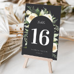 Numeração De Mesa Ivory Bloom | Watercolor Floral Wedding<br><div class="desc">A nossa coleção de casamentos florais de coloração d'água de Ivory Bloom apresenta um quadro de cor d'água delicadamente pintado, folhas de eucalipto, folhagem botânica verde e flores de pénia branca e marfim. Personalize esses números de tabela com seus nomes e data de casamento embaixo de um gracioso arco floral....</div>