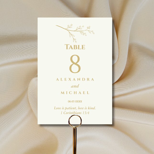 Numeração De Mesa Ivory Botanical Christian Wedding    (Criador carregado)