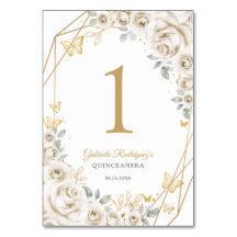 Ivory Cream Gold Floral Quinceanera