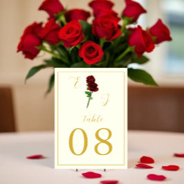 Numeração De Mesa Ivory Dourada Rosa Wedding