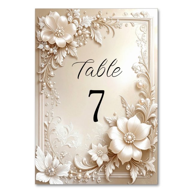 Numeração De Mesa Ivory Flowers Table Number (Frente)