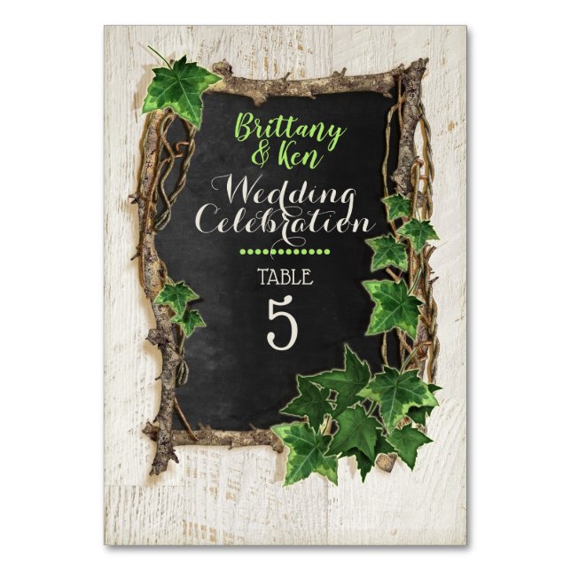 Numeração De Mesa Ivy e Willow Wedding (Frente)